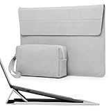 HYZUO 15 Zoll Laptop Hülle Tasche mit Einstellbarer Ständer für MacBook Air 15 M4 A3241 M3 A3114 M2 A2941 2025-2023, MacBook Pro 15, 15' Surface Laptop 7/6/5/4, mit Zubehörtasche, Hellgrau
