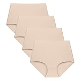 FallSweet No Show Slip mit hoher Taille Unterwäsche für Damen Seamless Panties(4-Beige,M)