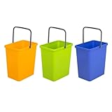 BranQ - Home essential Universelles Set mit 3 Körben zur Abfalltrennung mit praktischem Griff aus hochwertigem BPA-Material, Gelb/Grün/Blau, 17,5x26x29 cm (LxBxH), 5901098049603