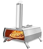 Anman Pizzaofen im Freien, 16 Zoll Multi-Fuel drehbare Pizzaöfen, tragbarer Edelstahl-hölzerner gefeuert/Gas-Pizzaofen