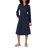 Amazon Essentials Damen Langärmliges Midi-Hemdkleid aus Georgette, Marineblau, XL