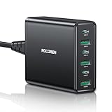 Rocoren USB C Ladegerät Mehrfach 60W, PD3.0 QC3.0 PPS 6-Port Schnellladegerät USB C und USB A Charger Netzteil Kompatibel mit iPhone 15 14 13 12 11, iPad Pro/Air, Samsung, Huawei, Pixel und mehr