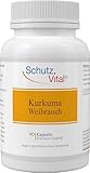 Kurkuma Weihrauch Kapseln – Vergleichssieger – je 600 mg Curcuma Extrakt & Boswellia Serrata (Weihrauch Extrakt) – 90 Curcumin Kapseln hochdosiert, vegan, laborgeprüft & produziert in Deutschland