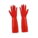 Yardenfun 1Paar Latex Spülhandschuhe mit Weichem Innenfutter Ölbeständig Langlebig für Küchenreinigung und Haushaltsaufgaben Rot