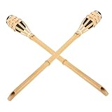 Tofficu 2 Stück Bambusfackel Dekorative Fackellichter Beleuchtung Für Terrasse Weide Campingfackel Garten Im Freien Flackernde Brennende Fackel Requisite Für Außendekoration