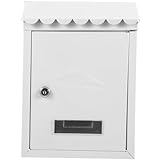 jojofuny Hausnummer Wandbriefkasten aus Robustem Metall Abschließbar Vintage Weiß Wetterfester Postkasten für Garten und Vorschläge Langlebiger Wandmontage Briefkasten mit Schloss für