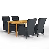 CINDERFUL Gartenmöbel Set 5-TLG. Garten-Essgruppe Dunkelgrau