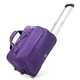 QPZK Weiche Rolltasche, Reisetasche, Koffer mit leisen Rädern für Damen, wasserdicht, große Reisetasche mit Rollen, Business-Handgepäck, Übernachtungswochenender B, violett, 51 cm