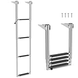 COSTWAY Poolleiter mit 4 Stufen, klappbare Teleskop-Badeleiter mit rutschfesten Stufen, Edelstahl Bootleiter, Schwimmbadleiter bis 227 kg belastbar