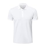 ZENGVEE Poloshirt Herren Kurzarm Golf Polo T Shirt Männer Atmungsaktives Schnelltrocknend Tshirt Men Casual Sport Schnell Trocknendes Outdoor Collared Hemd Sommer 0428 White L