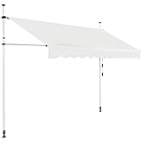 COSTWAY Klemmmarkise 300 cm breit, Balkonmarkise ohne Bohren, UV-beständig, höhenverstellbar, wasserabweisend, Markise mit Handkurbel, Sonnenmarkise, Sonnenschutz für Balkon, Beige