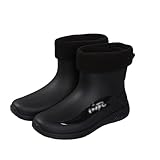 Komfortable, Wadenhohe PVC-Winter-Regenstiefel Mit Herausnehmbarem Plüschfutter Für Herren, Outdoor Wasserdichte Rutschfeste Breite Garten Jagd Regenschuhe, Für Gartenarbeit, Angeln(A black,42 EU)