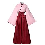 COSDREAMER Damen Kimono Robe Geisha Japanisches Yukata Rüschen Tops Hosen Set S, Rot