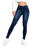 ORANDESIGNE Stretch Jeans Damen Jeans High Waist Denim Jeanshosen Skinny Slim Fit Röhrenjeans Bleistiftjean Lässige Pant Strecken Schlank Stylische Hosen E Dunkelblau M