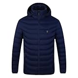 Beheizte Jacke für Herren, Damen, Herren, Damen, Winter, Outdoor, Tasche, Outdoor, abnehmbare Kapuzenjacke, blau, S