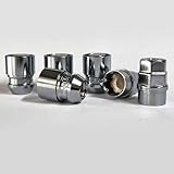 TRACER Felgenschloßmuttern M12x1.5 - Kegelbund 60° - Länge 34mm Schlüsselweite 19/21 mit 2x Schlüssel kompatibel mit Ford, Chrysler, Toyota, Hyundai, KIA, Honda, Mazda (chrom)