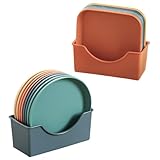 Mulaibdin 16 Stk Teller Set, Plastikteller Mehrweg, Camping Teller BPA Frei, Speiseteller Kunststoff 5.7 Inch, Bunt Kinderteller Plastik mit Tellerständer, Unzerbrechliches Plates für Bbq,Pasta,Party