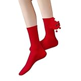 generisch Einfarbige Stereo-Puppe für Damen, lustige, abnehmbare, modische Mittelrohrsocken Herren Socken 39-42 (Red, ONESIZE)