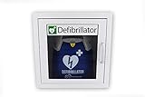 Notfallretter® Defibrillator AED Basic mit 10 Jahren Garantie und vollautom. Schockauslösung, HLW-Unterstützung, inkl. Metallwandkasten + AED Standortwinkel, Vollausstattung, MDR-zertzfiziert