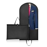 Niviy Kleidersack Anzug für Reisen,Hochwertiger Kleiderhülle 60x120 CM Atmungsaktiver Knitterfreie Stoff,für Anzüge Kleider Mäntel Sakkos Hemden Abendkleider Schwarz Anzugsack Mit Aufbewahrung Tasche