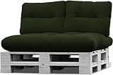 normani Palettenkissen Set Sofa Sitzkissen wasserdicht mit Rückenkissen Outdoor Palettenauflagen (Sitzkissen Gesteppt 120x80) Farbe Oliv