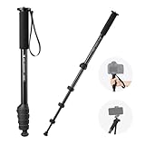 K&F Concept MS16 Einbeinstativ, 63 Zoll Monopod,Stabiles Aluminium-Einbeinstativ mit 5 Sektionen,160cm Reise-Einbeinstativ für DSLR, DSLM und Kompaktkameras,Mit Handschlaufe,10 kg Traglast