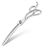 JASON 7' Gebogene Chunker Hundeschere - Profi Hundepflege Schere, Ausdünnungsschere für Hunde, Japanisch 440C-Edelstahl Pflegeschere Professionelle Fellschere für Groomer (21 Zähne)