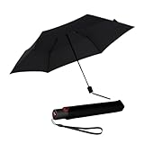 Knirps Taschenschirm Ultra U.200 Medium Duomatic – Auf-Zu-Automatik – Sturmfest – Windproof – Schwarz