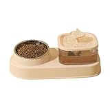 Cat Feeding Station, Large Capacity Spill-Proof Water Bowl, Dry Wet Separation Design, 30 x 12 x 14 cm für mehrere Haustiere, Kitten Hydration und Pflege