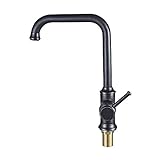 IUokLU Gewerblicher Küchenhahn Einhebelmischer 360-Grad-Drehung Bar-Spültischarmatur mit massivem Messingkörper und Keramikventil Schwarzbronze,