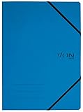 VON Leitz 5er Pack Dokumentenmappe A4, Mit Gummibandverschluss, Karton, Für 150 Blatt, leichte Projekt- & Papieraufbewahrung, Studium & Zuhause, Blau, 30110035