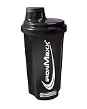 IronMaxx Eiweiß Shaker - Schwarz 700ml | Proteinshaker mit Drehverschluss, Sieb & Mess-Skala | auslaufsicher, spülmaschinengeeignet & frei vom Weichmacher BPA & DEHP