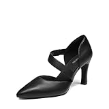 DREAM PAIRS Damen High Heels Pumps Kleid Geschlossene Spitze Zehenpartie Bequeme Pumps Schuhe für Arbeit Büro Hochzeit Tanzen,Size 39,Schwarz-Pu,SDPU2350W