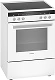 Siemens HK9R3A220 iQ300 freistehender Elektroherd mit Glaskeramik-Kochfeld / A / 60 cm / Weiß / ecoClean Reinigung / Schnellaufheizung / 3D Heißluft Plus
