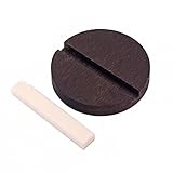 Helilyco Resonator Gitarrenbrücke und Sattel für Ersatzset Ochsenknochen & Holz Kekssattel, 7,19 x 5,11 x 2,01 cm, Hellbraun