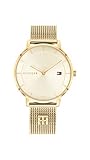 Tommy Hilfiger Analog Quarzuhr für Damen mit Gelbgoldfarbenes Edelstahl-Mesh-Gliederarmband - 1782286