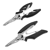 HOMSFOU 2Stücke Multifunktions Fischschneider Kompakte Fischschere mit Drahtschneider Hochwertiges Langlebiges Werkzeug für Angler zum Hakenlösen und Fischen