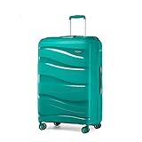 KONO Hartschalenkoffer Groß Leicht Koffer Trolley Reisekoffer mit 4 Rollen und TSA Schloss, 75x52x30cm, 105Liter, Zwillingsrollen Polypropylen Rollkoffer (Grün, XL)