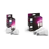 Philips Hue White & Color Ambiance E14 LED Lampen 2-er Pack (470 lm) & White & Color Ambiance E27 LED Lampen 2-er Pack (1100)