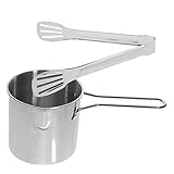 Ipetboom Edelstahl Frittier Set mit Zange Tiefer Frittier und Milchkochtopf Dicker Boden Schnelles Aufheizen Multifunktional Energiesparend für Vielseitiges Kochen Küche