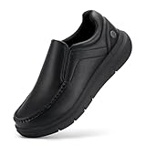 FitVille Herren Slip Sneakers Weit Slipper für breiter füße Atmungsaktiv Business Walkingschuhe Lederschuhe Schlupfschuh Schwarz 45 EU X-Weit
