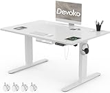 Devoko Höhenverstellbar Schreibtisch 120x80cm mit USB-A&C Ladeanschluss, Mobiler Elektrisch Computertisch mit Kabel Management Tray und 3-Funktions-Memory, Weiß mit Rollen