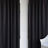 EASYHomefashion Vorhang Verdunkelungsvorhang Verdunkelungs Vorhänge Dekoschal Gardine Blickdicht Blackout SCHWARZ (Größe wählbar), 130 x 290 cm