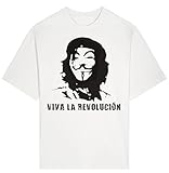Viva La Revolucion Guy Anonymous Mask Graphic Unisex Heavy Weight Cotton T-Shirt White, weiß, 3XL Plus Tall