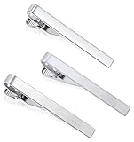 3Pcs Krawattennadel Silber aus Edelstahl Elegantes Design mit Polierter Oberfläche, 5,5cm Länge für Hochzeit Business Herren Geschenkidee Männer zu Weihnachten Vatertag