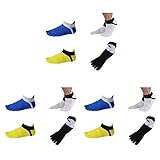 KEALLANS 12 Paar Zehensocken No Show Five Finger Socks Laufsocken aus Baumwolle für Weiß + Gelb + Blau + Schwarz