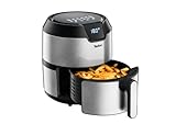Tefal Heißluftfritteuse Easy Fry Deluxe XL, Air Fryer, 1500 W, 4,2 L für 6 Portionen, 8 automatische Programme, Digitales Display, energiesparend, gesunde Friteuse ohne Öl, Edelstahl, EY401D
