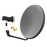 ARLI 60cm HD Sat Anlage Digital Single LNB + 2 F-Stecker 1 Teilnehmer Antenne Set UHD 4K FullHD