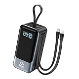 Power Bank 65w, Powerbank USB C mit 4 Ports Tragbares Ladegerät, Laptop Externe Handyakkus Portable Charger Schnellladefunktion, Power Bank mit Kabel für iPhone, MacBook, iPad, Samsung Galaxy