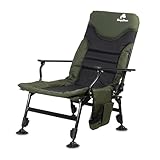 CampFeuer Angelstuhl Tannengrün/Schwarz | Höhenverstellbarer Campingstuhl | Faltbarer Karpfenstuhl | Outdoor Travelchair für Camping, Zelten, Angeln | Fischerstuhl klappbar, Carp Chair, Angelliege